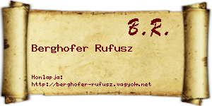 Berghofer Rufusz névjegykártya